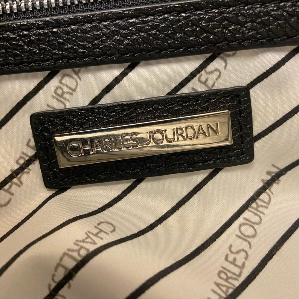 Charles Jourdan leather black and white satchel purse made in France - quality - Picture 6 of 16